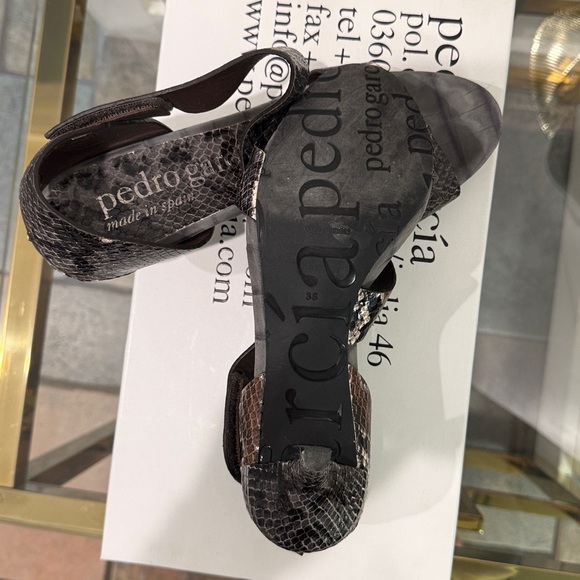 Pedro Garcia West Snake Print Open Toe Sandals in Black & Brown - Picture 6 of 6